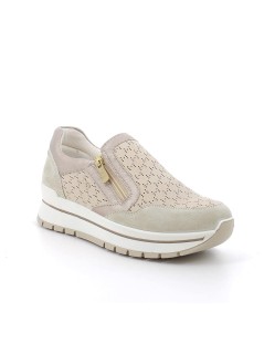 IGI &Co Slipon Zeppa Traforata Zip Logo Laterale Beige