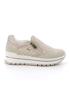 IGI &Co Slipon Zeppa Traforata Zip Logo Laterale Beige