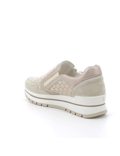 IGI &Co Slipon Zeppa Traforata Zip Logo Laterale Beige