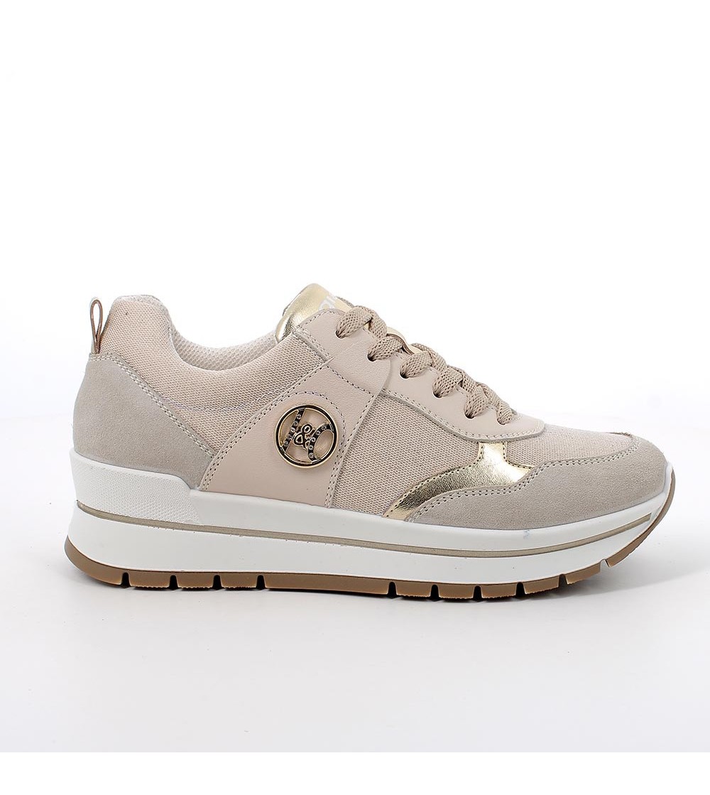 IGI &Co Sneakers Zeppa Lurex  Punta Retro Camoscio Accessorio Beige