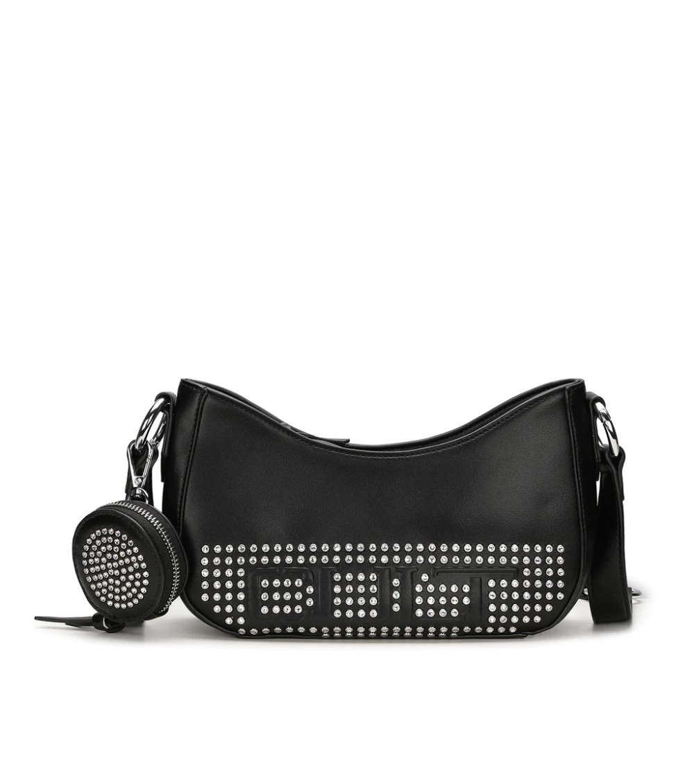 Cult Borsa a Tracolla Brillanti con Ciondolo Portamonete Nero