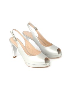Angelo Giannini Sandalo Spuntato Plateau Tacco Alto Silver