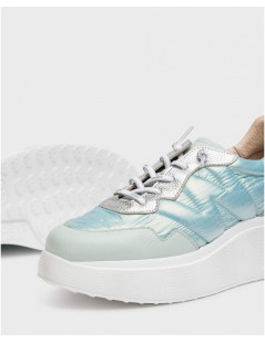 Wonders Sneakers Zeppa Alta Nylon e Pelle Acqua