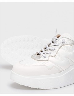 Wonders Sneakers Zeppa Alta Nylon e Pelle Bianco
