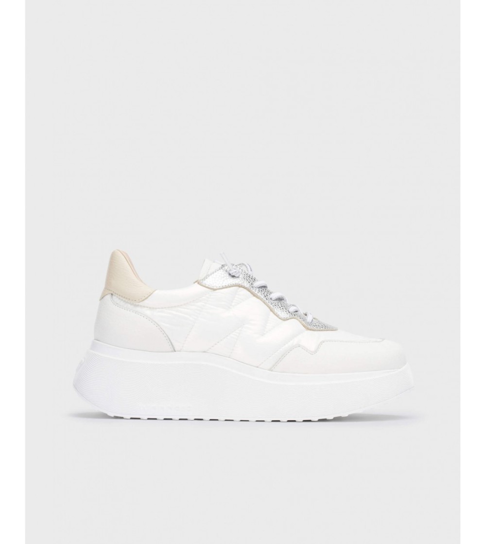 Wonders Sneakers Zeppa Alta Nylon e Pelle Bianco