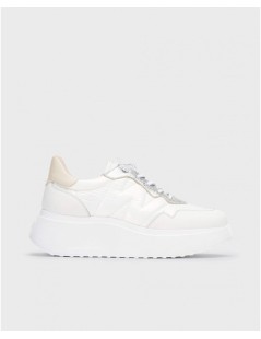Wonders Sneakers Zeppa Alta Nylon e Pelle Bianco