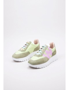 Wonders Camoscio Nylon Logo Laterale Lacci Elastici Multicolr Lime