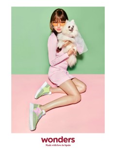 Wonders Camoscio Nylon Logo Laterale Lacci Elastici Multicolr Lime