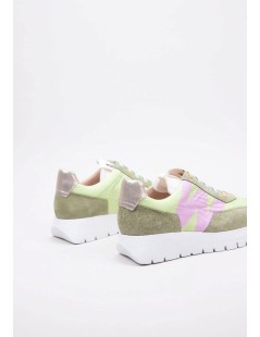 Wonders Camoscio Nylon Logo Laterale Lacci Elastici Multicolr Lime