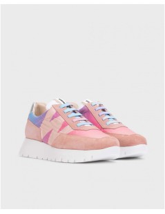 Wonders Camoscio Nylon Logo Laterale Lacci Elastici Multicolor Rosa