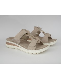 Ara Shoes Ciabatta Doppio T Velcro Plantare Camoscio Sabbia