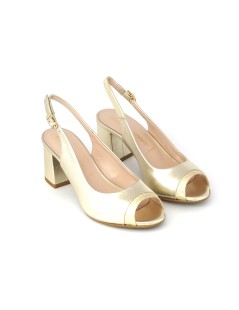 Angelo Giannini Sandalo Fasciato Tacco Medio Laminato Platino