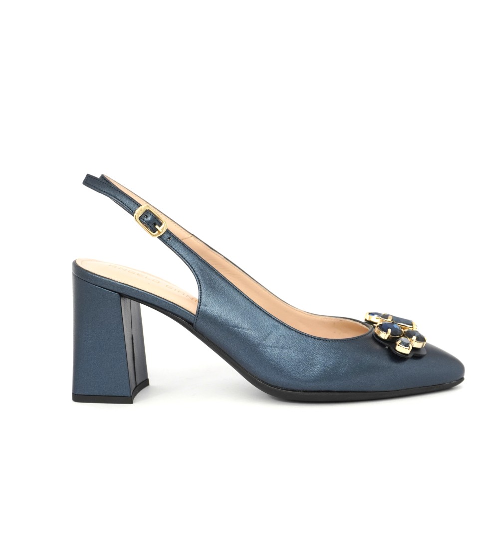 Angelo Giannini Slingback Tacco Medio Accessori Laminato Blu