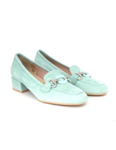 Confort Mocassino Tacco Medio con Accessorio Camoscio Acqua