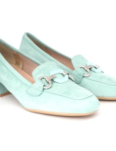 Confort Mocassino Tacco Medio con Accessorio Camoscio Acqua