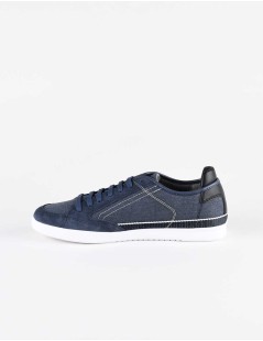 Geox Sneakers Uomo Walee Tela e Camoscio Effetto Jeans Blu