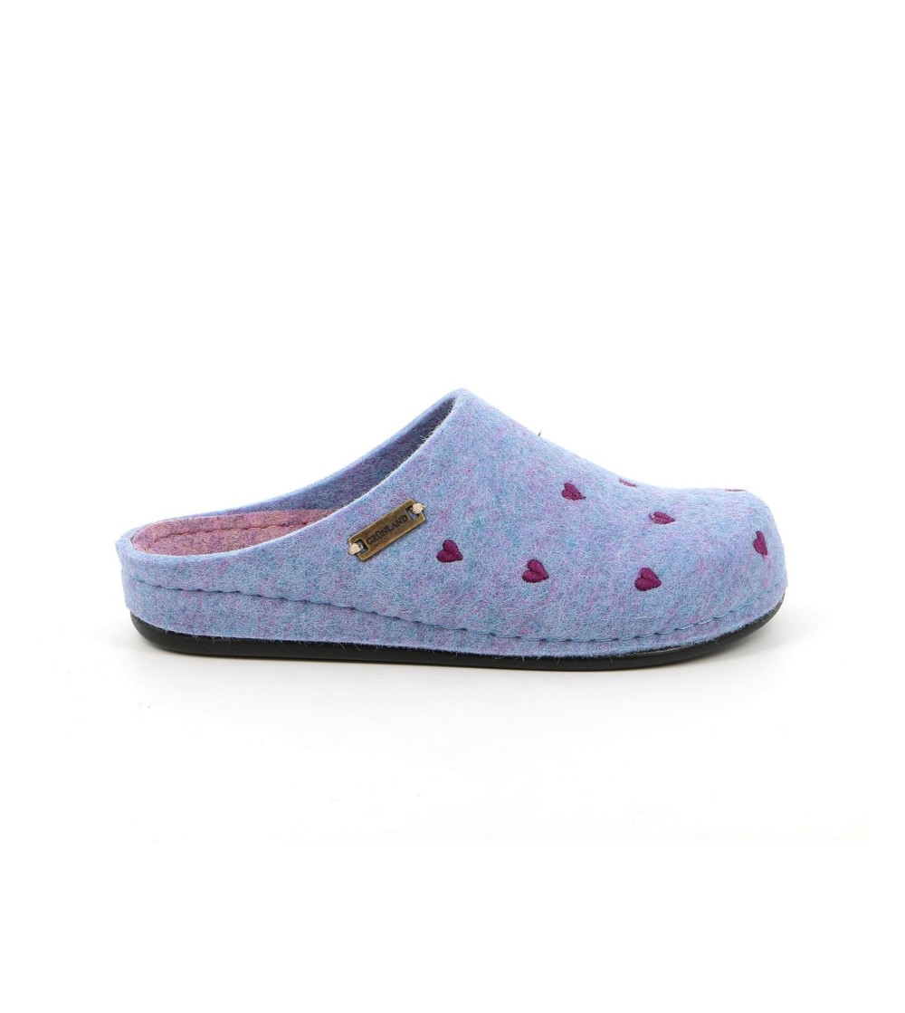 Grunland Ciabatta Donna Plantare Feltro Liscio Cuori Ceruleo