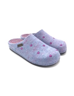 Grunland Ciabatta Donna Plantare Feltro Liscio Cuori Ceruleo