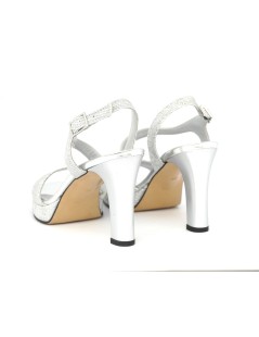 Vernissage Sandalo Plateau Tacco Alto Braccialetto Trasversale Glitter Argento