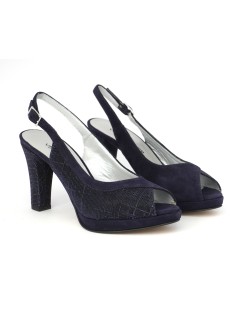 Vernissage Sandalo Fasciato Plateau Tacco Alto Camoscio Glitter Blu