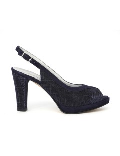 Vernissage Sandalo Fasciato Plateau Tacco Alto Camoscio Glitter Blu