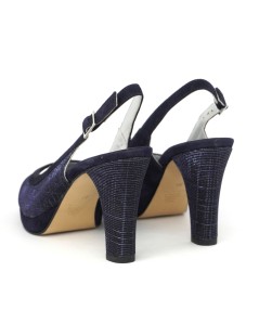 Vernissage Sandalo Fasciato Plateau Tacco Alto Camoscio Glitter Blu