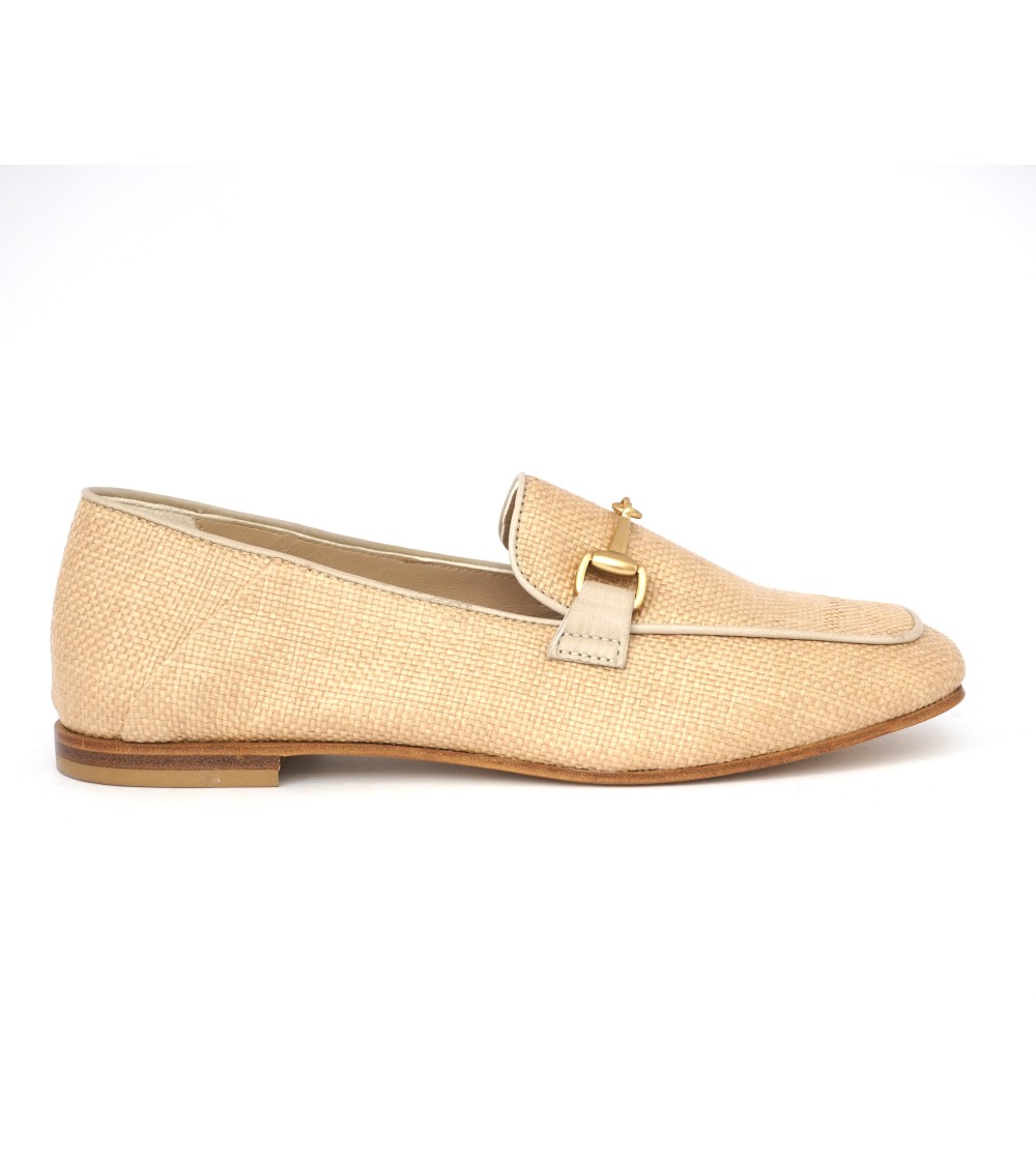 Triver Flight Mocassino Donna Morsetto Gucc Rafia Avorio