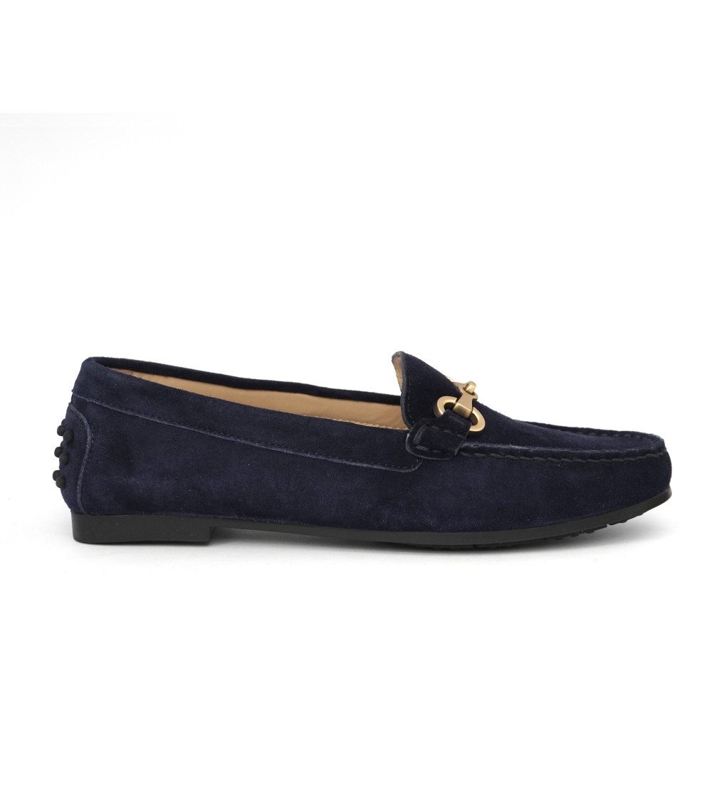 Triver Flight Mocassino Donna Car Shoe Morsetto Camoscio Blu