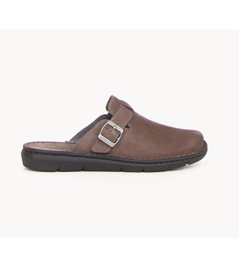 Grunland Ciabatta Uomo Sabot Tutto Pelle Camoscio Grigio