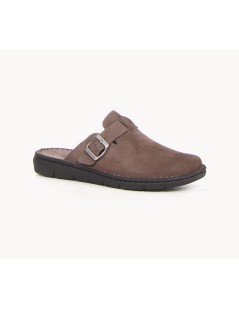 Grunland Ciabatta Uomo Sabot Tutto Pelle Camoscio Grigio