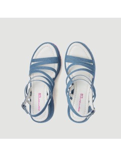 Fornarina Sandalo Zeppa Alta Multi Fasce Fibbia Denim