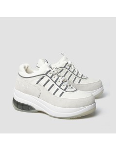 Fornarina Sneakers Platform Tessuto e Camoscio Bianco