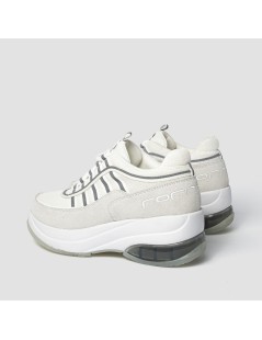 Fornarina Sneakers Platform Tessuto e Camoscio Bianco