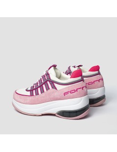 Fornarina Sneakers Platform Tessuto e Camoscio Rosa Fuxia