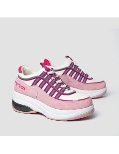 Fornarina Sneakers Platform Tessuto e Camoscio Rosa Fuxia