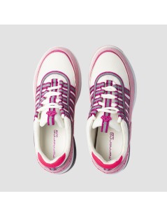 Fornarina Sneakers Platform Tessuto e Camoscio Rosa Fuxia