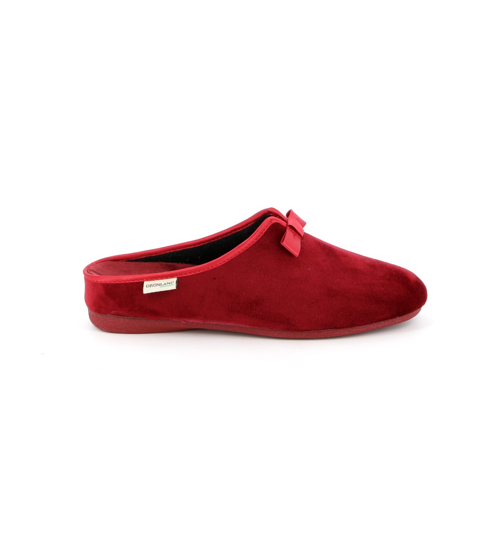 Grunland Ciabattina Cerimonia Fiocco Morbido Velluto Rosso