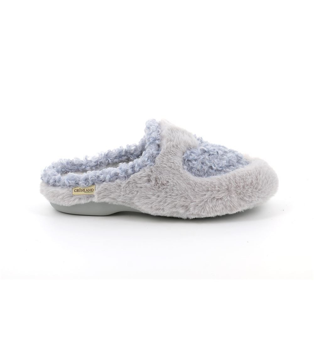 Grunland Ciabattina Peluche Cuore Grigio Avio