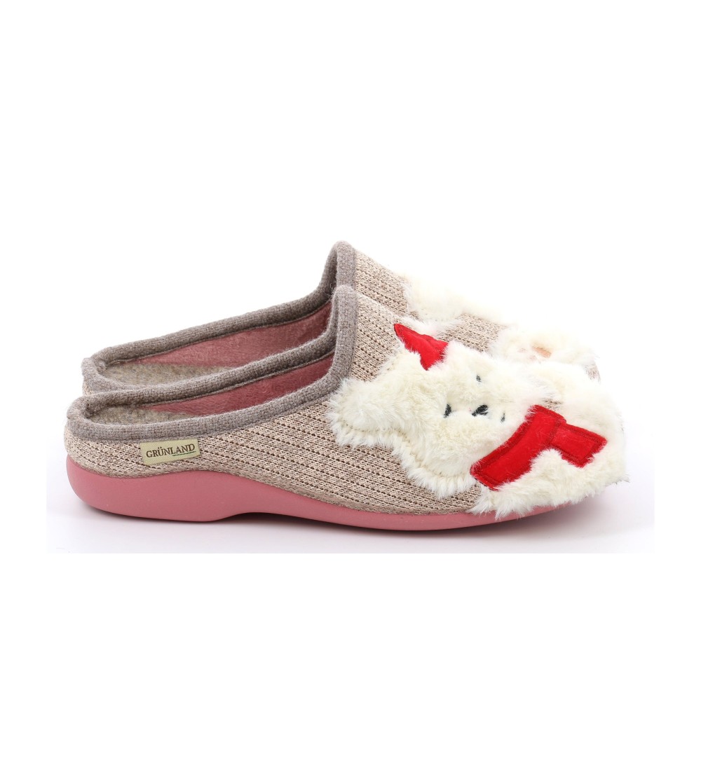 Grunland Ciabatta Lana Peluche Orsetto Beige Multi