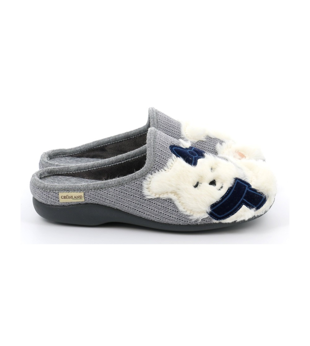 Grunland Ciabatta Lana Peluche Orsetto Grigio Multi