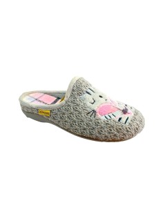 Grunland Ciabattina Gattini Abbracciati Lana Grigio