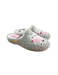 Grunland Ciabattina Gattini Abbracciati Lana Grigio