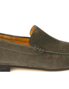 Soldini Mocassino Tubolare Cucito Camoscio Verde Fango