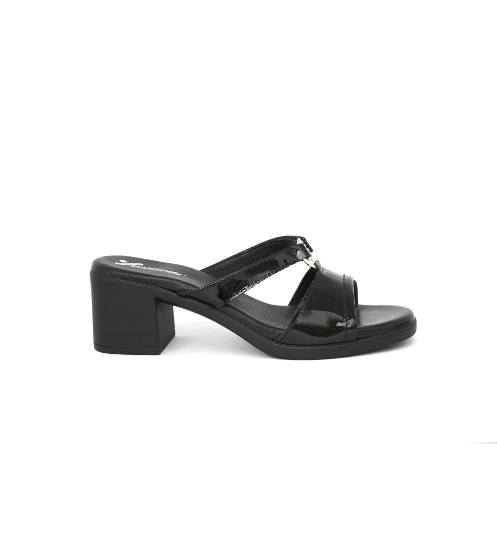 Susimoda Ciabattina Tacco Medio Fascia Strass Vernice Nero