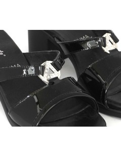 Susimoda Ciabattina Tacco Medio Fascia Strass Vernice Nero