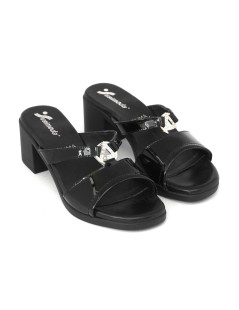 Susimoda Ciabattina Tacco Medio Fascia Strass Vernice Nero