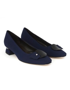 Brunate Decollette con Accessorio Tacco Tessuto Blu Notte