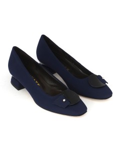 Brunate Decollette con Accessorio Tacco Tessuto Blu Notte