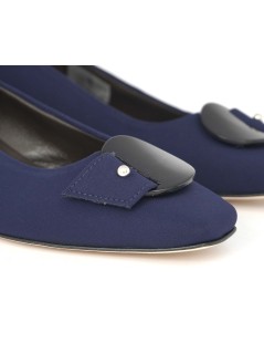 Brunate Decollette con Accessorio Tacco Tessuto Blu Notte
