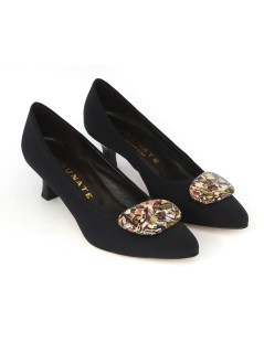 Brunate Decollette Punta Accessorio Multicolor Tessuto Lux Nero